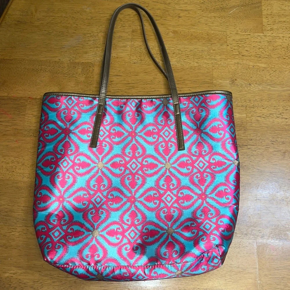 Mystic Divine Pink & Blue Tote with Gold Handles - Picture 3 of 17